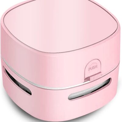 ODISTAR Desktop Vacuum Cleaner, Mini Table dust Sweeper Energy Saving,High Endurance up to 400 mins,360º Rotatable Design for Keyboard/Home/School/Office (Pink)