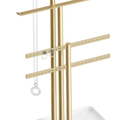 pickpiff Jewelry Stand Holder Organizer: 14.5" Sturdy Jewelry Hanger for Necklace, Earring, Bracelet, Gold and White
