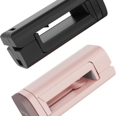 MiiKARE Airplane Travel Essentials Phone Holder, Universal Handsfree Phone Mount for Flying with 360 Degree Rotation, Accessory for Airplane, Travel Must Haves Phone Stand for Desk-Black&Pink