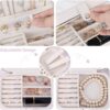 YONZONE Small Jewelry Box, Travel Jewelry Case Portable Jewelry Organizer Storage for Necklace Earring Rings Double Layer PU Leather Mini Jewelry Holder Gift Box for Girls Women(White) - Image 4