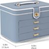 KAMIER Jewelry Boxes for Women, 4 Layer Jewelry Organizer with Mirror, 3 Drawers, Large Jewelry Box for Bracelets, Earrings, Rings, Necklaces, Mothers Day Gifts for Loved One, Bluish Grey - Image 5