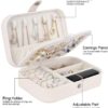 YONZONE Small Jewelry Box, Travel Jewelry Case Portable Jewelry Organizer Storage for Necklace Earring Rings Double Layer PU Leather Mini Jewelry Holder Gift Box for Girls Women(White) - Image 3