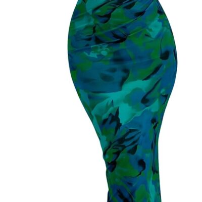 PRETTYGARDEN Women's Bodycon Maxi Dress Fall Fashion Long Sleeve Floral Print Tight Fitted Party Club Ruched Dresses