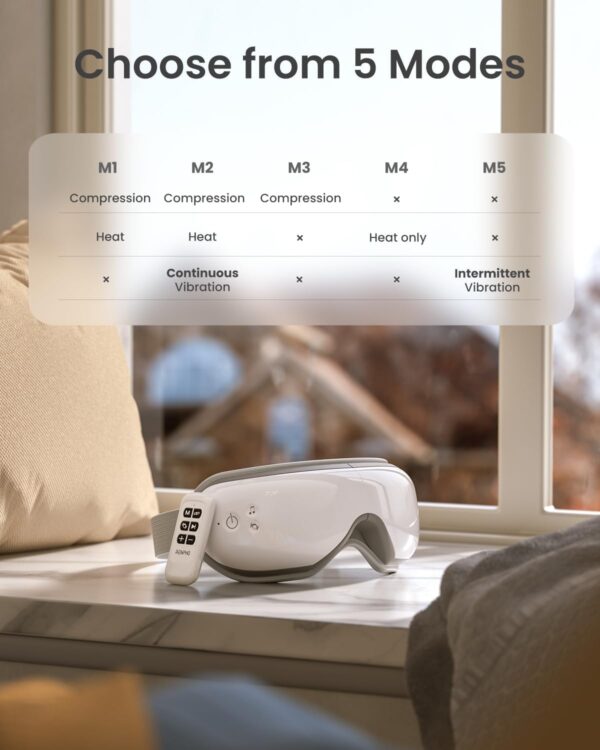 RENPHO Eye Massager, Christmas Birthday Gifts for Women Men, Eyeris 1 Eye Massager FSA HSA for Migraine, Sleep Eye Mask with Heat, Remote for Eye Strain Relief, Reduce Stye Eye, Head Massager Scalp - Image 7