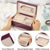 Voova Wooden Jewelry Box Organizer for Women Teen Girls, Luxury Piano Paint Wood Jewelry Case with Mirror, Large Jewellery Storage Boxes Display Holder with Removable Tray for Earrings Rings, Purple - Image 3