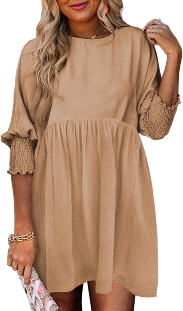 Dokotoo Womens Fall Summer Tunic Dress Casual Loose Short Sleeve Crew Neck Flowy Swing Mini Shift Dresses