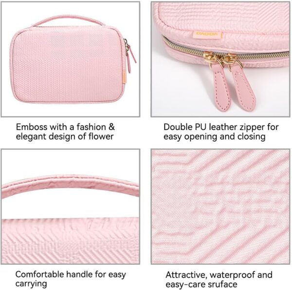 Voova Travel Jewelry Holder Organizer Case, Large Traveling Jewelry Storage Book Bag for Women Girls, Portable Jewellery Roll Pouch Folio for Necklaces, Rings, Earrings, Bracelets, Watch, Light Pink - Image 4