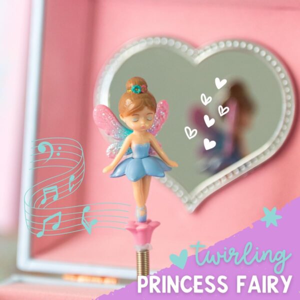 Giggle & Honey Musical Fairy Jewelry Box for Girls - Kids Music Box with Spinning Fairy and Mirror, Princess Birthday Gifts for Little Girls, Childrens Jewelry Boxes for Ages 3-10 - 6 x 4.7 x 3.5 in - Image 7