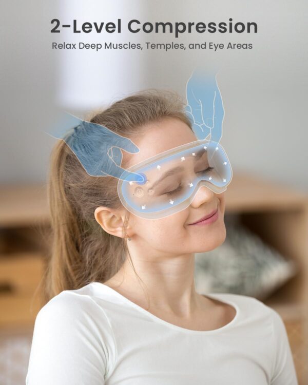 RENPHO Eye Massager, Christmas Birthday Gifts for Women Men, Eyeris 1 Eye Massager FSA HSA for Migraine, Sleep Eye Mask with Heat, Remote for Eye Strain Relief, Reduce Stye Eye, Head Massager Scalp - Image 4