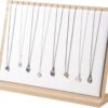 Large Bamboo Necklace Display Stand, Pendant Necklace Wood Jewellery Holder, Chain Jewelry Big Rack Organizer for Store Show Sell (White PU)