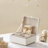 SONGMICS 2-Layer Jewelry Box, Jewelry Organizer with Handle, Removable Jewelry Tray, Jewelry Storage, Floating Effect, 8.1 x 9.4 x 4.3 Inches, Christmas Gift, White UJBC165W01 - Image 8