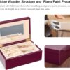 Voova Wooden Jewelry Box Organizer for Women Teen Girls, Luxury Piano Paint Wood Jewelry Case with Mirror, Large Jewellery Storage Boxes Display Holder with Removable Tray for Earrings Rings, Purple - Image 5