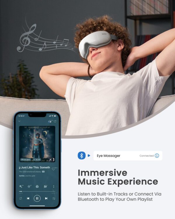 RENPHO Eye Massager, Christmas Birthday Gifts for Women Men, Eyeris 1 Eye Massager FSA HSA for Migraine, Sleep Eye Mask with Heat, Remote for Eye Strain Relief, Reduce Stye Eye, Head Massager Scalp - Image 9