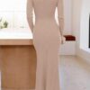 MEROKEETY Women's 2024 Long Sleeve Bodycon Sweater Dress Fall Crew Neck Ribbed Knit Maxi Dresses - Image 4