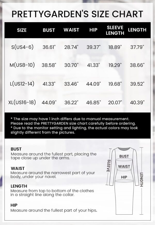 PRETTYGARDEN Women's Fall Bodycon Party Dress Casual Long Sleeve Tie Waist Fitted Sheath Pencil Dresses with Pockets - Image 5