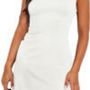 WIHOLL Women's Summer Sleeveless Boat Neck Mini Dress Slim Fit Party Club Bodycon Dresses - Image 3
