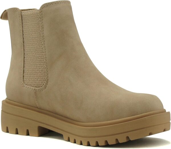 Soda Pilot ~ Women Lug Sole Low Heel Chelsea Fashion Ankle Bootie w/Double Elastic Gore - Image 4