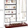 ProCase Jewelry Organizer Stand Earring Holder Organizer, 6 Tiers Earring Organizer Tree Necklace Rack Jewellery Tower Bracelets Holder Storage with Removable Wooden Ring Tray for Women Girls -Black - Image 5