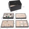 Voova Stackable Jewelry Organizer Tray with Lid, PU Leather Jewelry Storage Holder for Drawer Inserts, Jewellery Display Box Case for Earring Necklace Ring Watch Bracelet (Set of 4, Black) - Image 5