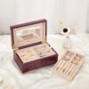 Voova Wooden Jewelry Box Organizer for Women Teen Girls, Luxury Piano Paint Wood Jewelry Case with Mirror, Large Jewellery Storage Boxes Display Holder with Removable Tray for Earrings Rings, Purple - Image 8