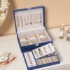Jewelry Box for Women Girls, 2 Layer Jewelry Organizer Smooth Leather with Lock Jewelry Storage Case Display Jewellery Holder with Removable Tray for Earring Ring Necklace Bracelets, Gift idea Blue - Image 6