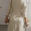 Dokotoo Work Dresses for Women 2024 Trendy Fall Dresses V Neck Knit A Line Long Sleeve Dress Sweater Dress - Image 3