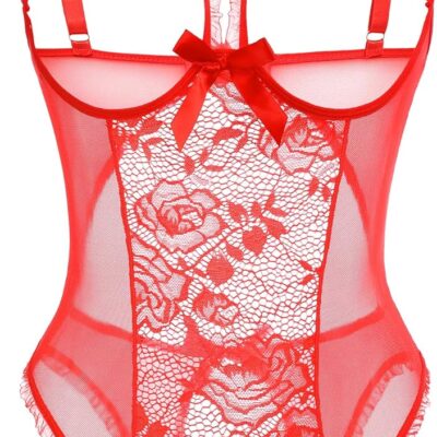 Avidlove Women One Piece Lingerie Sexy Lace Babydoll Mini Bodysuit