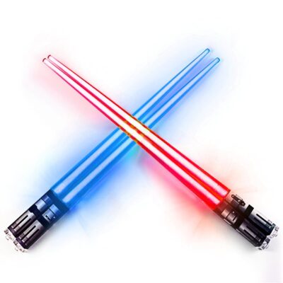 Lightsaber Chopsticks Light Up, Star Wars Chopsticks Light Up, Mini Lightsaber, Fun Chop, Cool Chopsticks, Light Saber Chopsticks, Led Chopsticks, 2 PAIRS, Blue Red (Glossy Tips)
