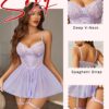 Avidlove Lingerie for Women Sexy Lace Babydoll Mesh Chemise Boudoir Nighty with Garter Belt - Image 2