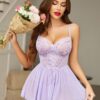 Avidlove Lingerie for Women Sexy Lace Babydoll Mesh Chemise Boudoir Nighty with Garter Belt - Image 3